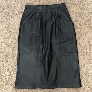 Gorgeous + Genuine Black Leather Skirt